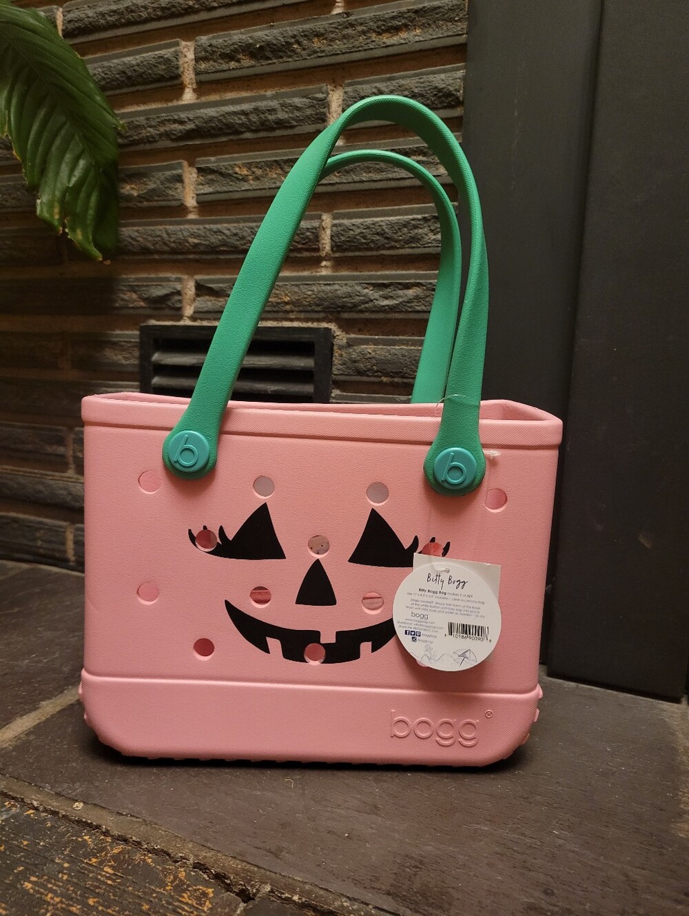 11" Bogg Bag Discontinued Pink Pumpkin tote Holloween‎ Treat Bag Jack O Latern